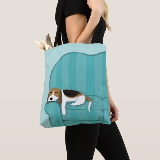 Happy Couch Beagle | Slaaphond voor de luiers | Pe Tote Bag (Dichtbij)