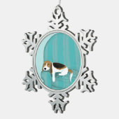 Happy Couch Dog - Cute Sleepy Beagle Holiday Tin Sneeuwvlok Ornament (Rechts)