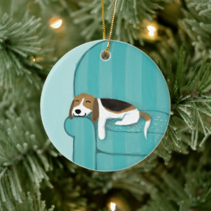 Happy Couch Dog   Schattigee Beagle Pet Lover's Ho Keramisch Ornament