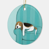 Happy Couch Dog | Schattigee Beagle Pet Lover's Ho Keramisch Ornament (Links)