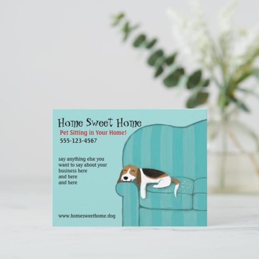 Happy Couch Dog | Schattigee Sleeping Beagle Custo Briefkaart (Staand voorkant)