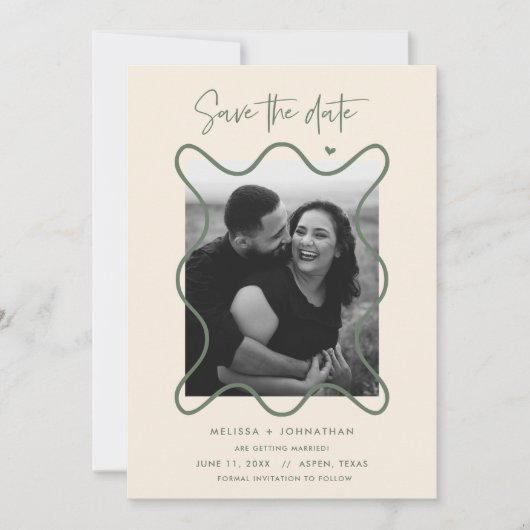 Happy Couple Bewaar de datum van de huwelijksaanko Save The Date (Voorkant)