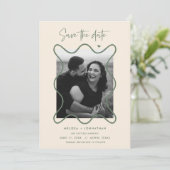 Happy Couple Bewaar de datum van de huwelijksaanko Save The Date (Staand voorkant)