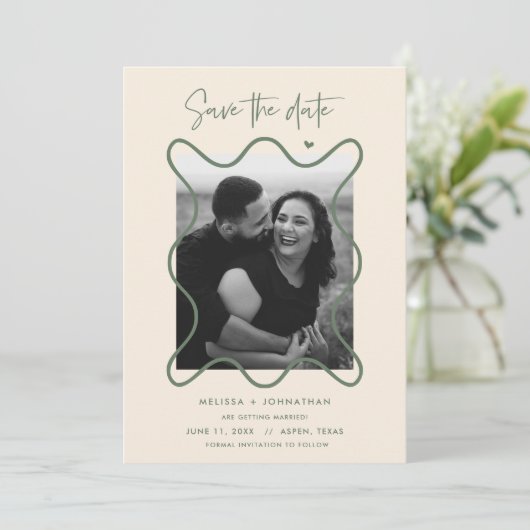 Happy Couple Bewaar de datum van de huwelijksaanko Save The Date (Staand voorkant)