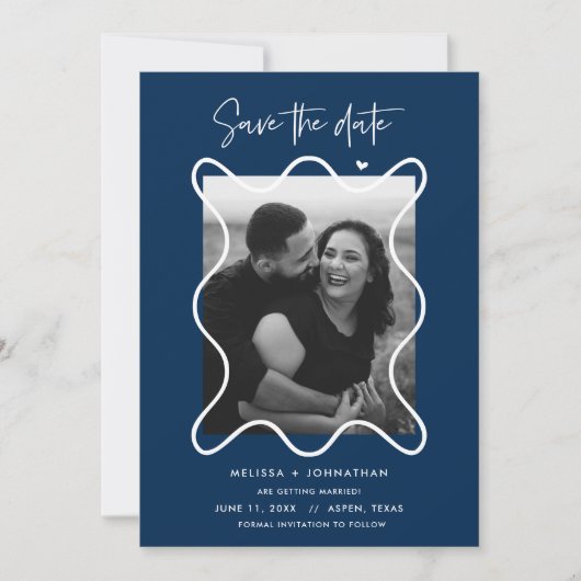 Happy Couple Bewaar de datum van de huwelijksaanko Save The Date (Voorkant)