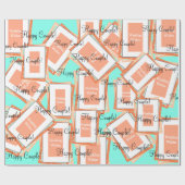 Happy Couple Cantaloupe Blue Cadeaupapier (Vlak)