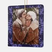 Happy Couple CUSTOM Navy Blue Christmas Keramisch Ornament (Links)
