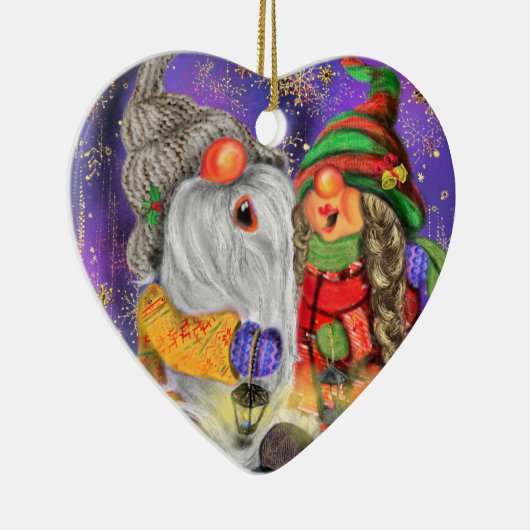 Happy Couple Gnome Kerst Ornament (Rechts)