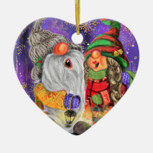 Happy Couple Gnome Kerst Ornament (Voorkant)