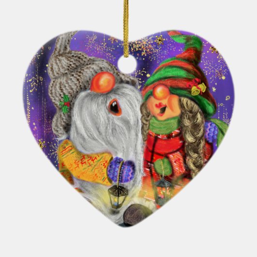 Happy Couple Gnome Kerst Ornament (Achterkant)