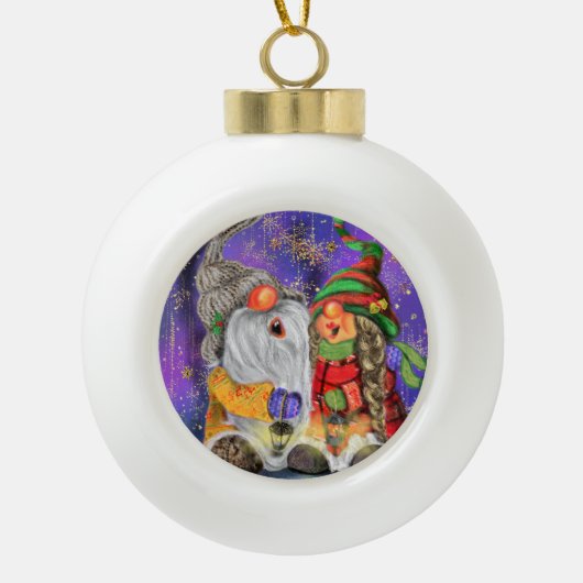 Happy Couple Gnome Kerst Ornament (Voorkant)