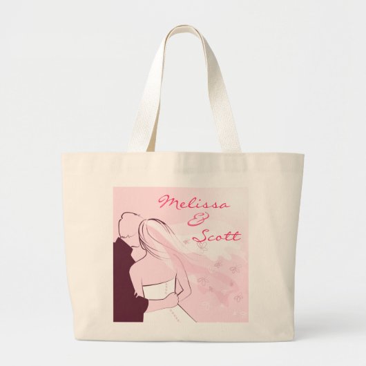 Happy Couple Pink Grote Tote Bag (Voorkant)