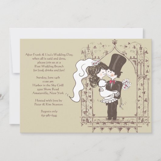 Happy Couple Post Wedding Brunch Uitnodiging (Voorkant)