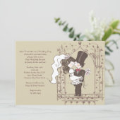 Happy Couple Post Wedding Brunch Uitnodiging (Staand voorkant)