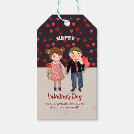 Happy Couple Valentijnsdag Envelope Cadeaulabel (Voorkant)