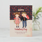 Happy Couple Valentijnsdag Flat Holiday Kaart (Staand voorkant)