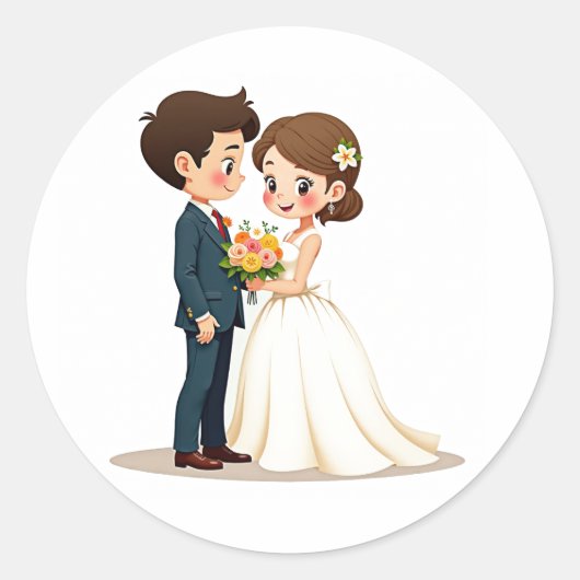 Happy Couple Wedding Sticker (Voorkant)