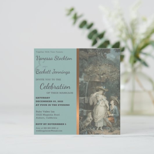  Happy Couple Wedding Uitnodiging (Staand voorkant)