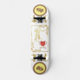Happy Couples dansend Valentijnse  vectorontwerp Persoonlijk Skateboard