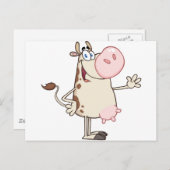 Happy Cow Cartoon Mascot Briefkaart (Voorkant / Achterkant)