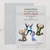 Happy Coworkers Party-uitnodiging Kaart (Voorkant / Achterkant)