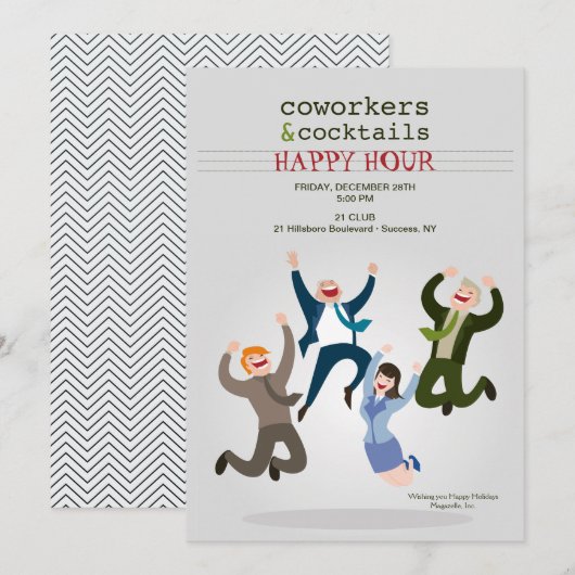 Happy Coworkers Party-uitnodiging Kaart (Voorkant / Achterkant)