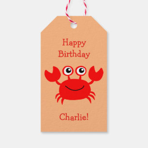 Happy Crab aangepaste cadeau labels Cadeaulabel