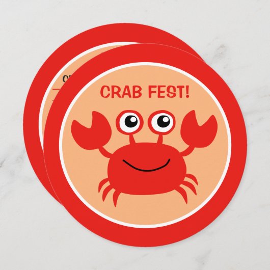 Happy Crab aangepaste Cookout-uitnodigingen Kaart (Voorkant / Achterkant)