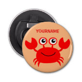 Happy Crab aangepaste flesopener Button Flesopener (Voorkant)