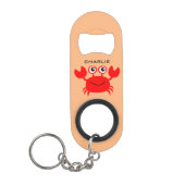 Happy Crab aangepaste monogram flesopener Mini Flessenopener (Voorkant)