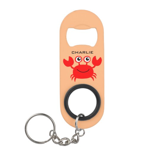 Happy Crab aangepaste monogram flesopener Mini Flessenopener (Voorkant)