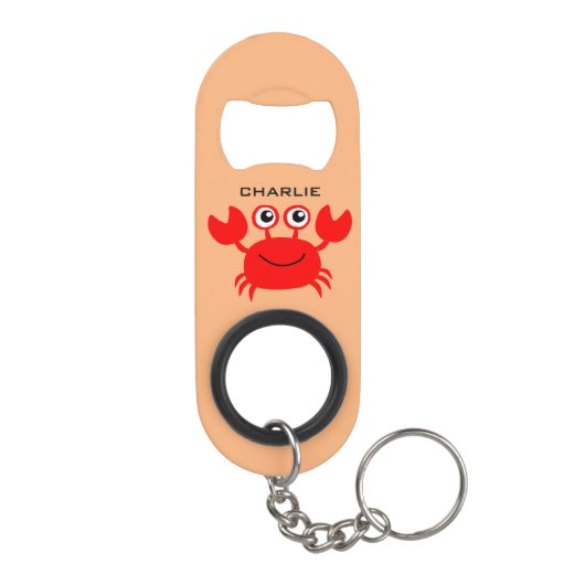 Happy Crab aangepaste monogram flesopener Mini Flessenopener (Achterkant)