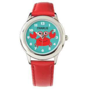 Happy Crab aangepaste monogram Horloge