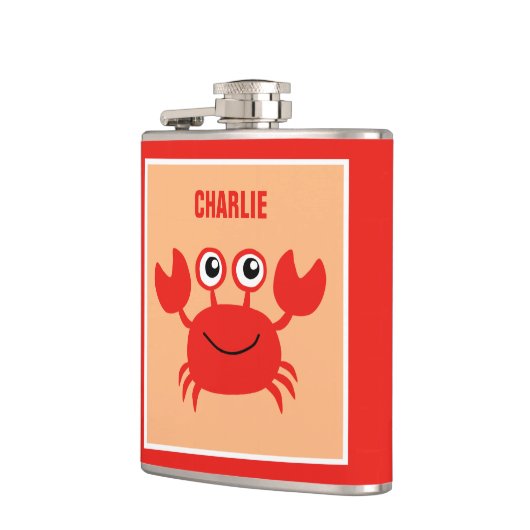 Happy Crab aangepaste monogram-kolven Heupfles (Links)