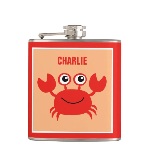 Happy Crab aangepaste monogram-kolven Heupfles (Voorkant)