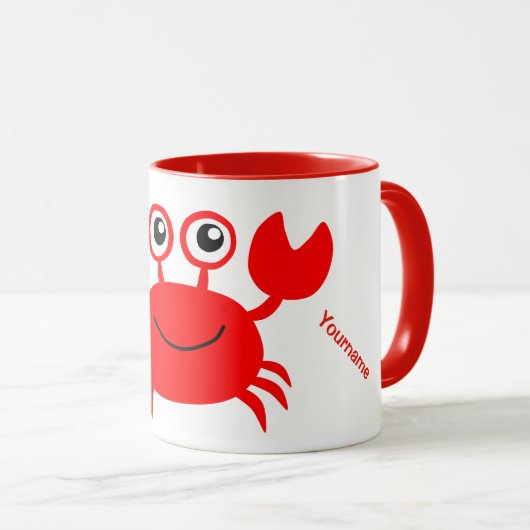 Happy Crab aangepaste monogram-mokken Mok (Voorkant rechts)