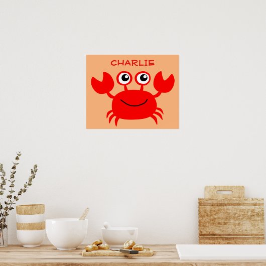 Happy Crab, aangepaste naam poster (Keuken)