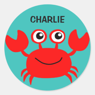 Happy Crab aangepaste naam stickers