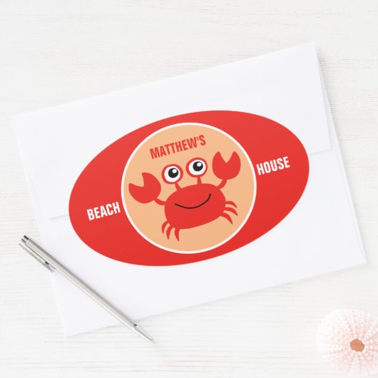 Happy Crab aangepaste tekst stickers (Envelop)