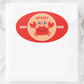 Happy Crab aangepaste tekst stickers (Tas)