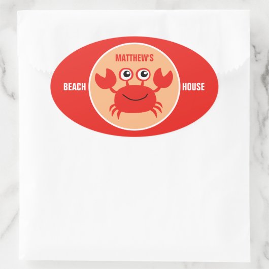 Happy Crab aangepaste tekst stickers (Tas)