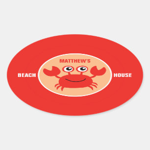 Happy Crab aangepaste tekst stickers