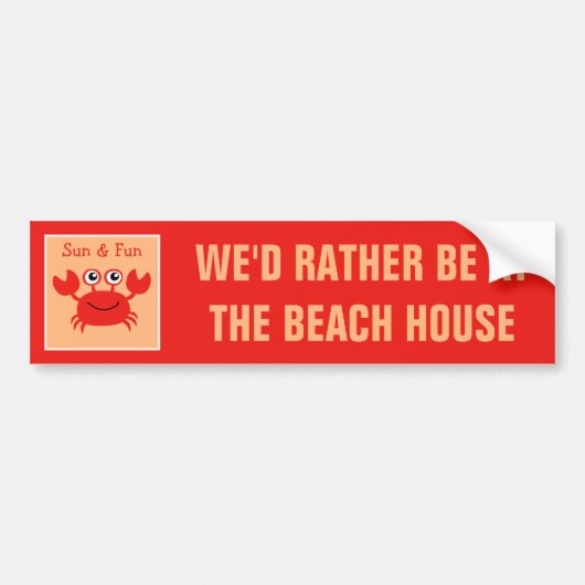 Happy Crab aangepaste tekstbumpersticker Bumpersticker (Voorkant)