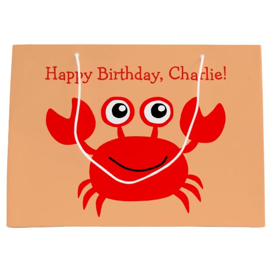 Happy Crab, aangepaste tekstcadezak Groot Cadeauzakje (Voorkant)