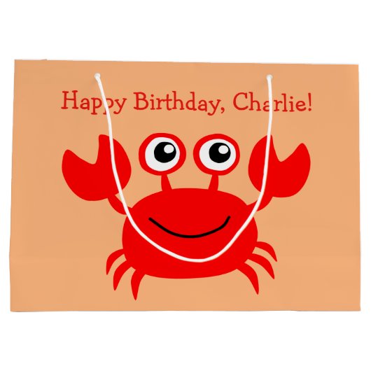 Happy Crab, aangepaste tekstcadezak Groot Cadeauzakje (Achterkant)