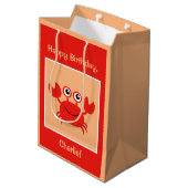 Happy Crab, aangepaste tekstcadezakken Medium Cadeauzakje (Achterkant Gekanteld)