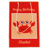 Happy Crab, aangepaste tekstcadezakken Medium Cadeauzakje (Voorkant)