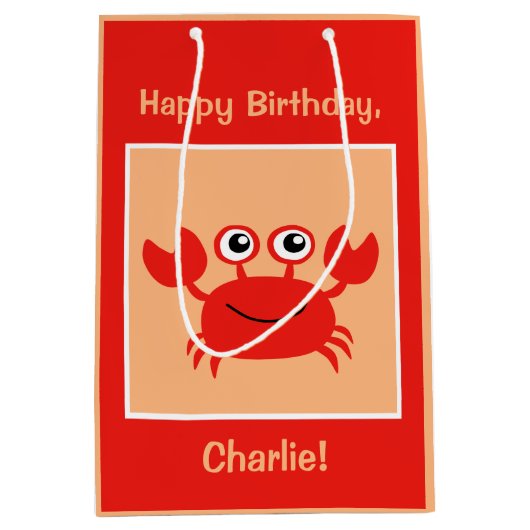 Happy Crab, aangepaste tekstcadezakken Medium Cadeauzakje (Voorkant)