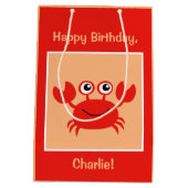 Happy Crab, aangepaste tekstcadezakken Medium Cadeauzakje (Achterkant)
