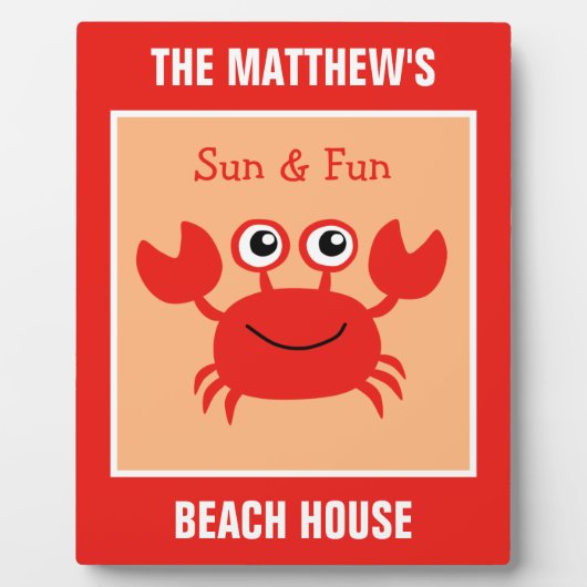 Happy Crab aangepaste tekstplaque Fotoplaat (Voorkant)